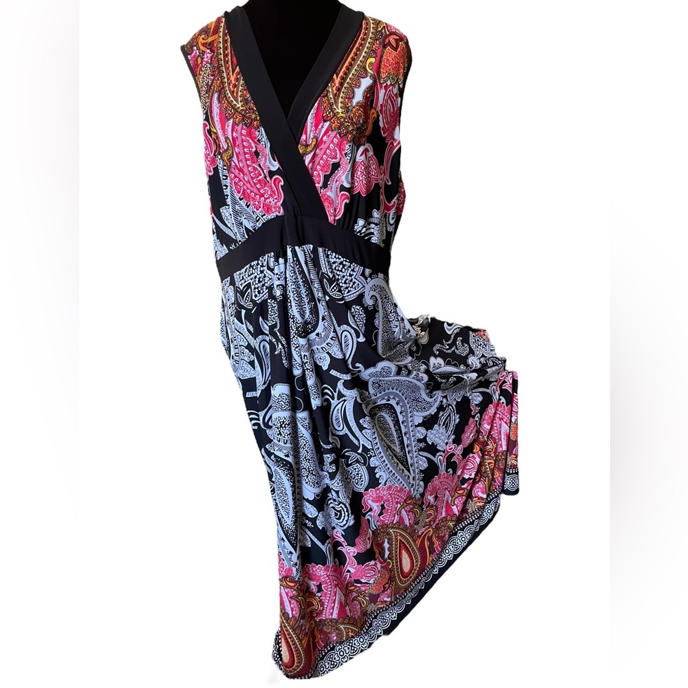 Elie McCarthy Plus Size Hippie Boho Western Eclectic Paisley Mandala Maxi Dress
